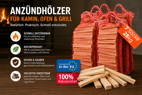 Brennholzstäbe - Anzünder aus Eichenholz / Hackschnitzel